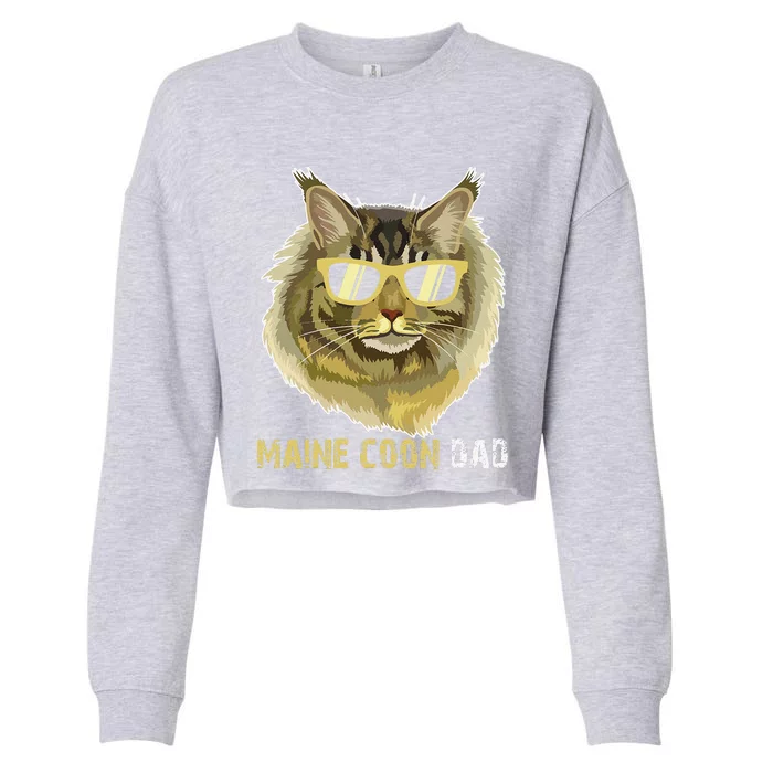 Maine Coon Dad For Cat Lovers Fathers Day Tee Cropped Pullover Crew