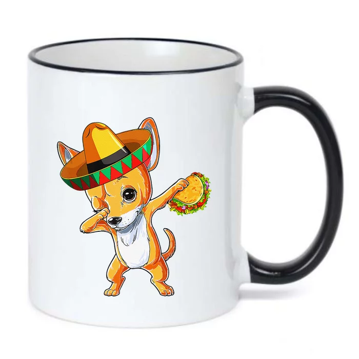 Mexican Chihuahua Dog Dabbing Sombrero Taco Cinco De Mayo Black Color Changing Mug