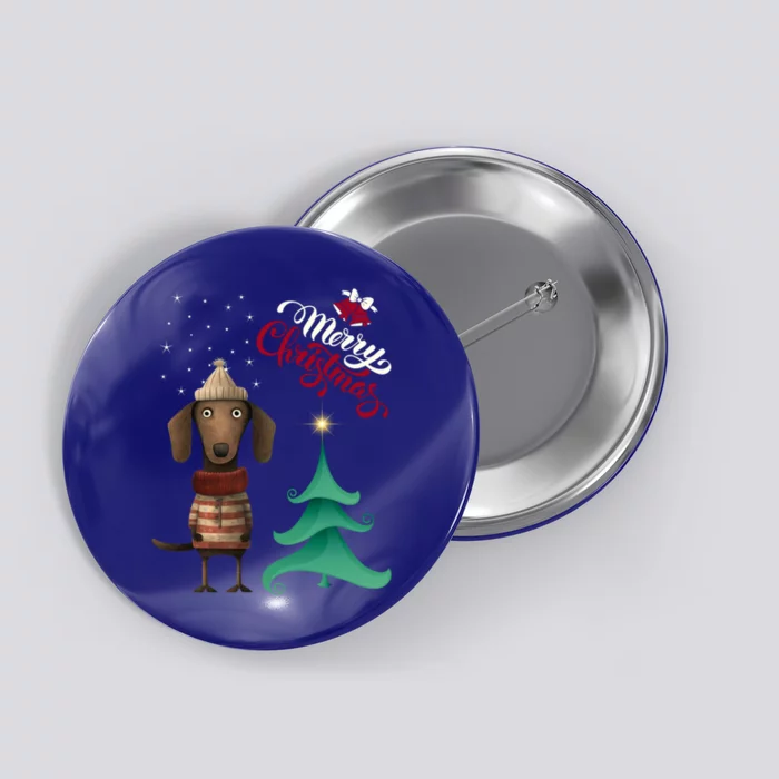 Merry Christmas Dachshund Christmas Tree Gift Button