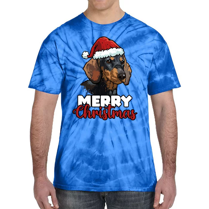 Merry Christmas Dachshund Dog Lover Gift Tie-Dye T-Shirt