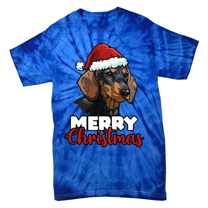 Merry Christmas Dachshund Dog Lover Gift Tie-Dye T-Shirt