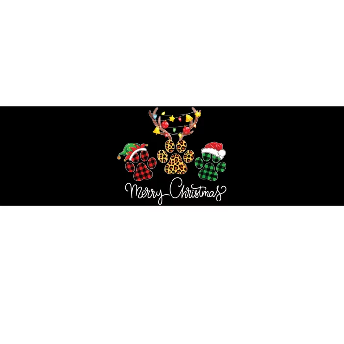 Merry Christmas Dog Paws Lights Buffalo Plaid Leopard Xmas Bumper Sticker