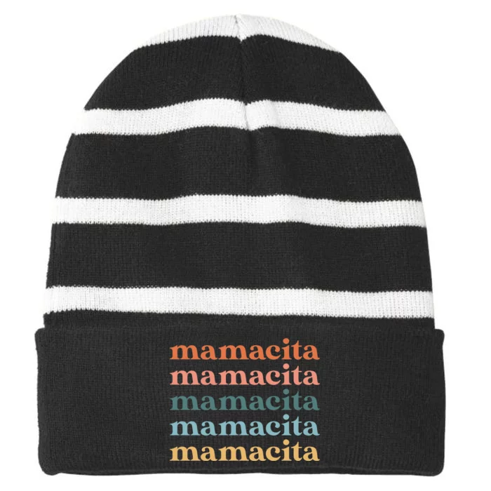 Mamacita Cinco De Mayo Party Striped Beanie with Solid Band