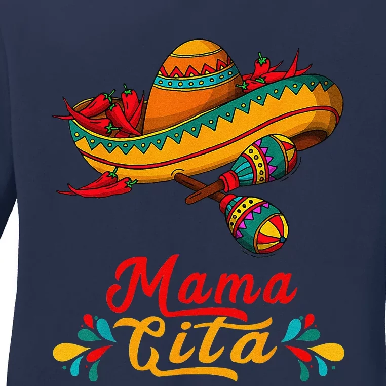 Mamacita Cinco De Mayo Taco Fiesta Mom Funny Mexican Gift Ladies Long Sleeve Shirt