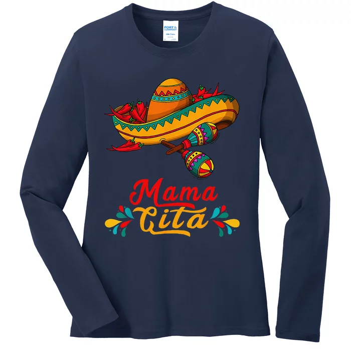 Mamacita Cinco De Mayo Taco Fiesta Mom Funny Mexican Gift Ladies Long Sleeve Shirt