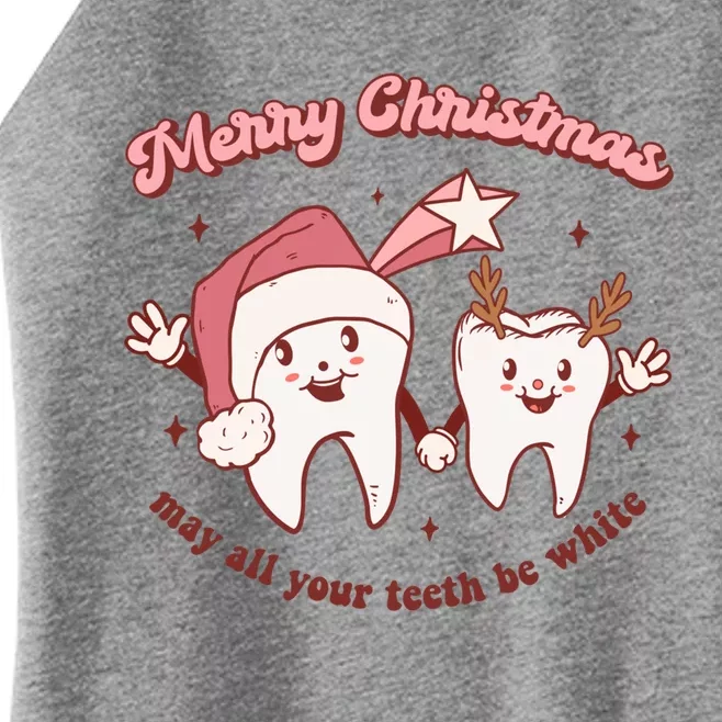 Merry Christmas Dental Hygienist Retro Dentist Xmas Teeth Gift Women’s Perfect Tri Rocker Tank