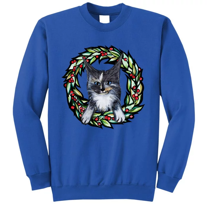 Maine Coon Dilute Calico Cat Christmas Funny Gift Tall Sweatshirt