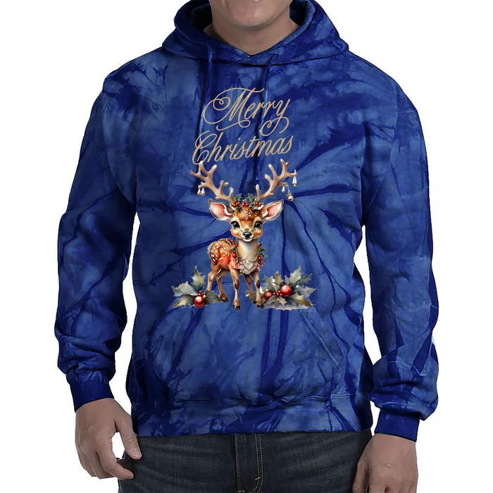 Merry Christmas Deer Tie Dye Hoodie