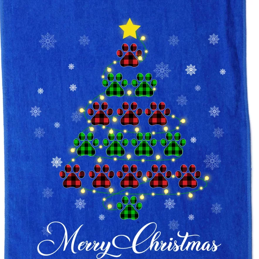 Merry Christmas Dog Cat Paw Print Tree Xmas Lover Pajamas Funny Gift Platinum Collection Golf Towel