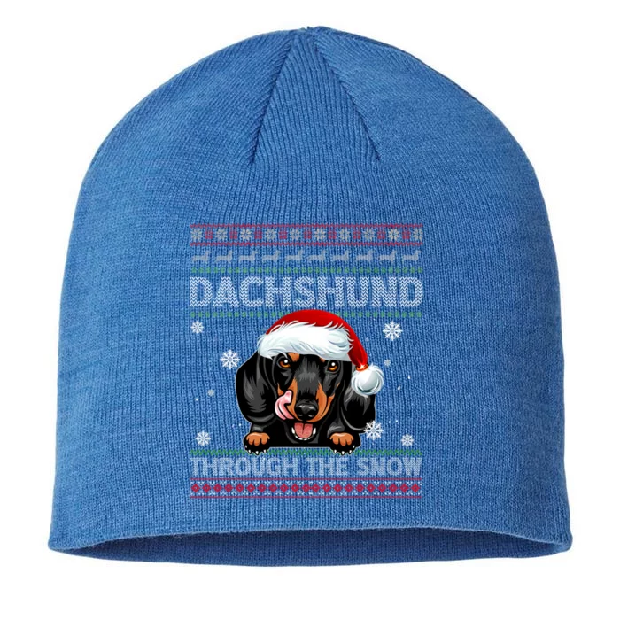 Merry Christmas Dachshund Dog Through The Snow Funny Pajama Gift 8 1/2in Sustainable Knit Beanie