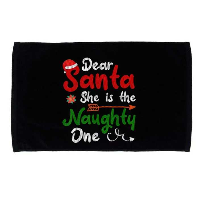 Merry Christmas Dear Santa She Is Naughty One Xmas Hat Vibes Gift Microfiber Hand Towel