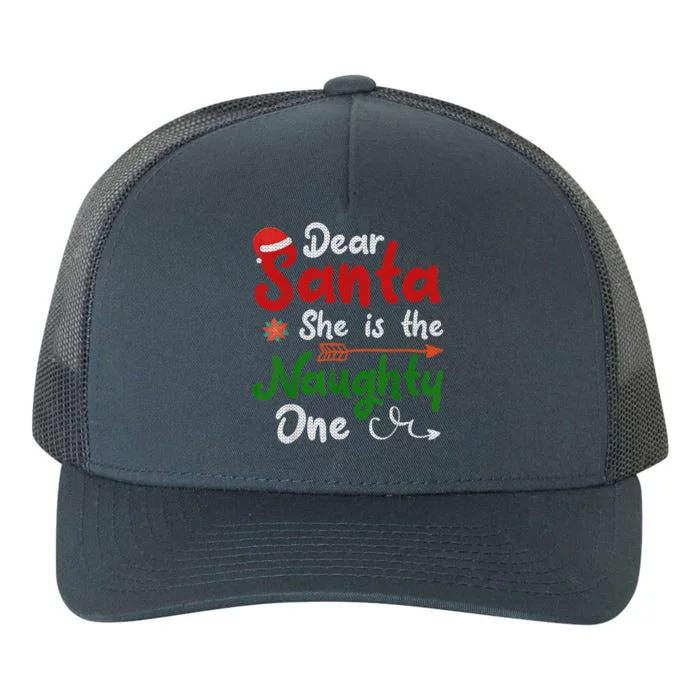 Merry Christmas Dear Santa She Is Naughty One Xmas Hat Vibes Gift Yupoong Adult 5-Panel Trucker Hat