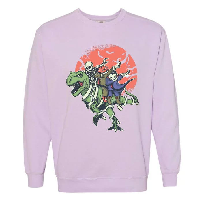 Monster Cartoons Dabbing Garment-Dyed Sweatshirt