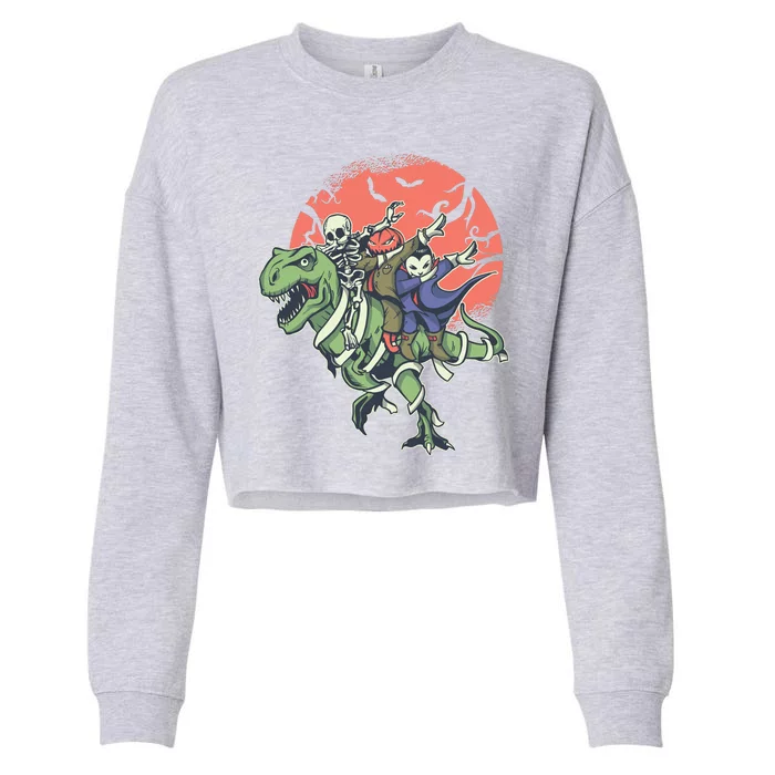 Monster Cartoons Dabbing Cropped Pullover Crew