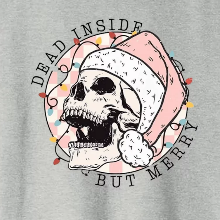 Merry Christmas Dead Inside Skull Xmas Lights Santa Claus Women's Crop Top Tee