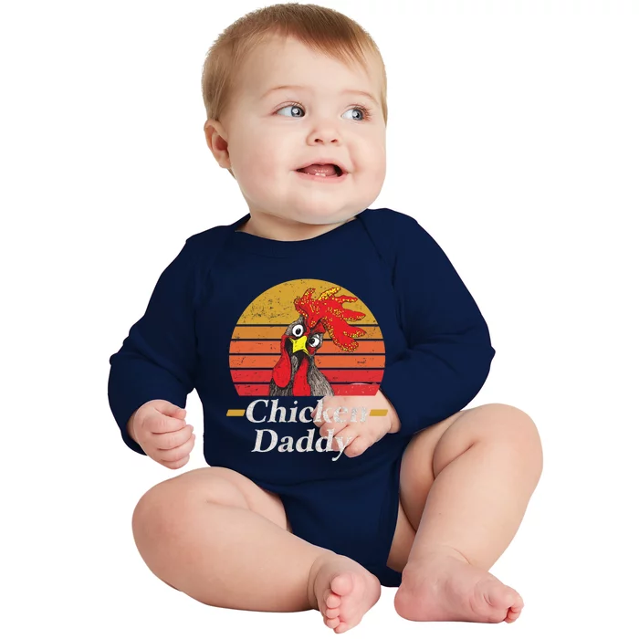 Mens Chicken Daddy Vintage Poultry Farmer Rooster Cool Gift Baby Long Sleeve Bodysuit