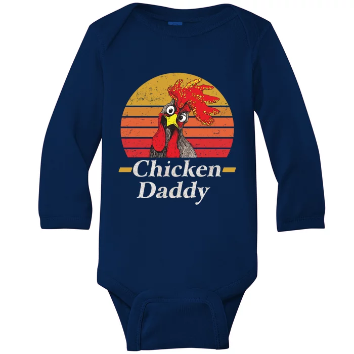 Mens Chicken Daddy Vintage Poultry Farmer Rooster Cool Gift Baby Long Sleeve Bodysuit