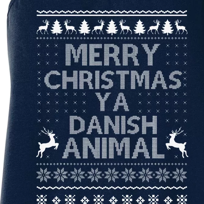 Merry Christmas Danish Christmas Denmark Animal Family Xmas Women's Racerback Tank