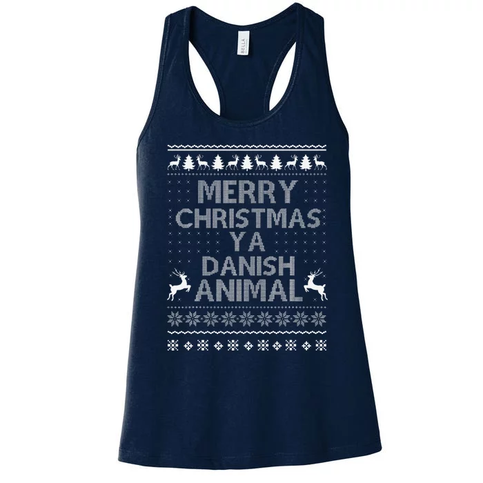 Merry Christmas Danish Christmas Denmark Animal Family Xmas Women's Racerback Tank