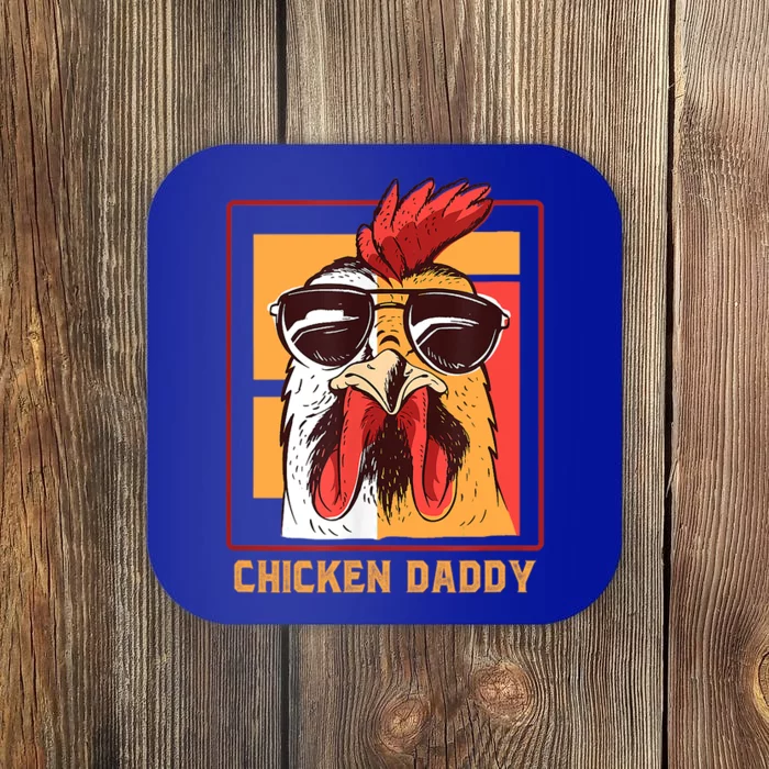 Mens Chicken Daddy Vintage Poultry Farmer Rooster Wearing Shades Gift Coaster