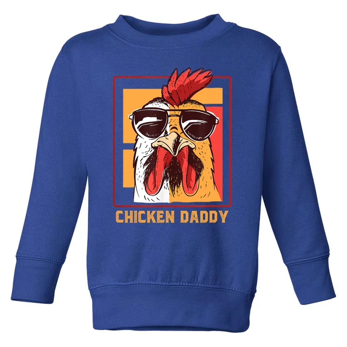 Mens Chicken Daddy Vintage Poultry Farmer Rooster Wearing Shades Gift Toddler Sweatshirt