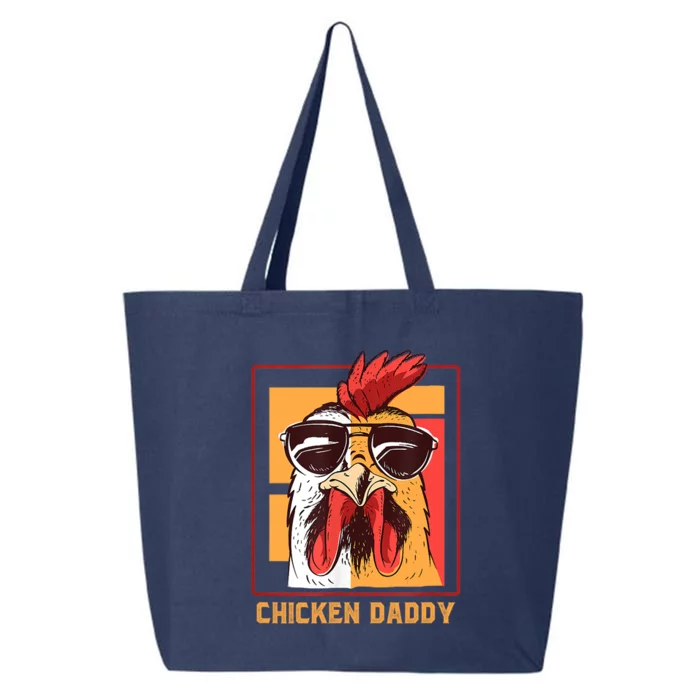 Mens Chicken Daddy Vintage Poultry Farmer Rooster Wearing Shades Gift 25L Jumbo Tote