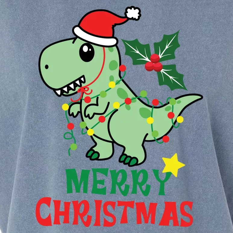 Merry Christmas Dino Holiday Garment-Dyed Women's Muscle Tee