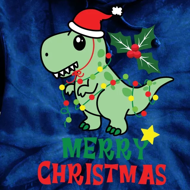 Merry Christmas Dino Holiday Tie Dye Hoodie