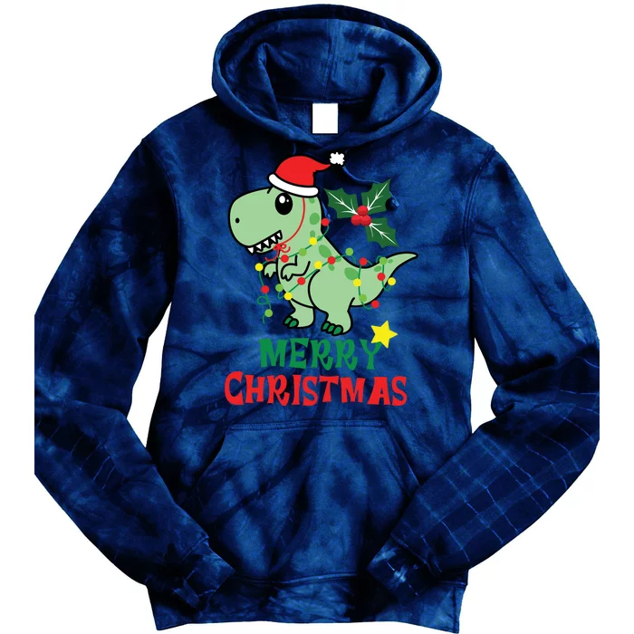 Merry Christmas Dino Holiday Tie Dye Hoodie