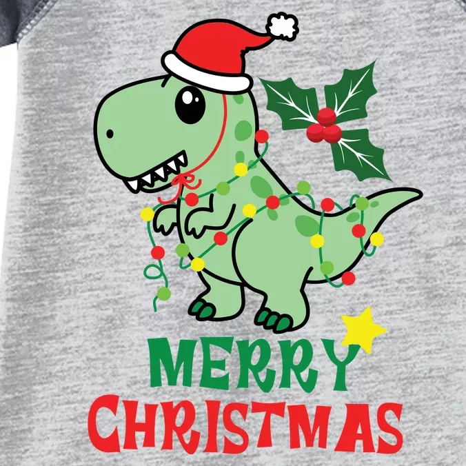 Merry Christmas Dino Holiday Infant Baby Jersey Bodysuit