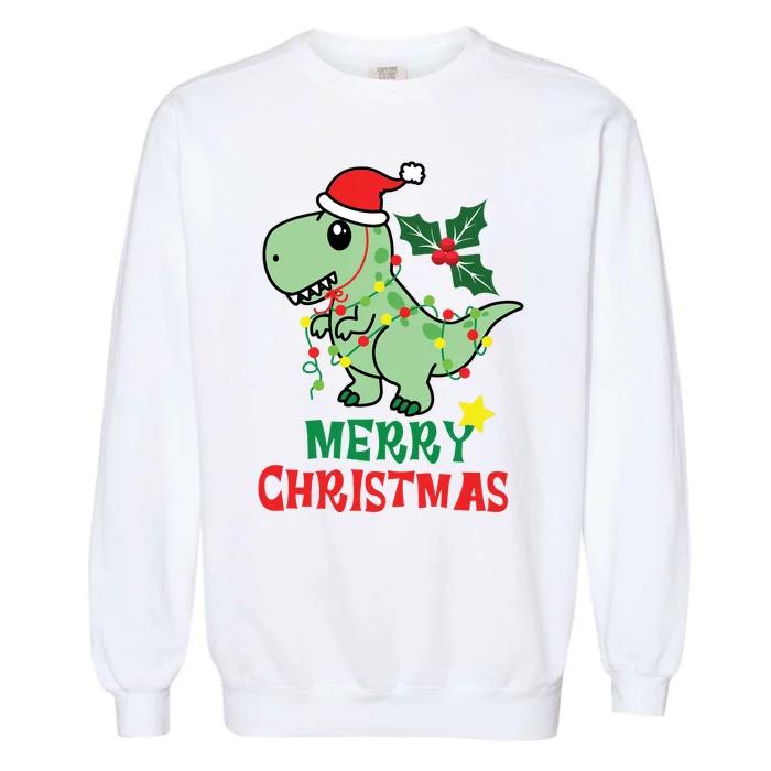 Merry Christmas Dino Holiday Garment-Dyed Sweatshirt