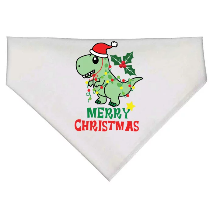 Merry Christmas Dino Holiday USA-Made Doggie Bandana