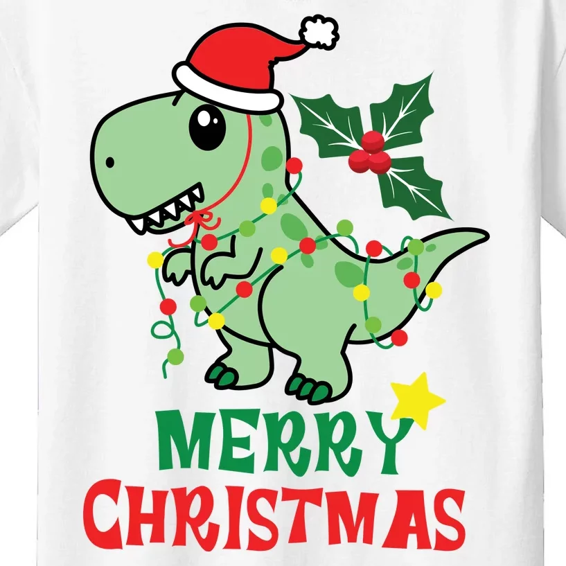 Merry Christmas Dino Holiday Kids T-Shirt