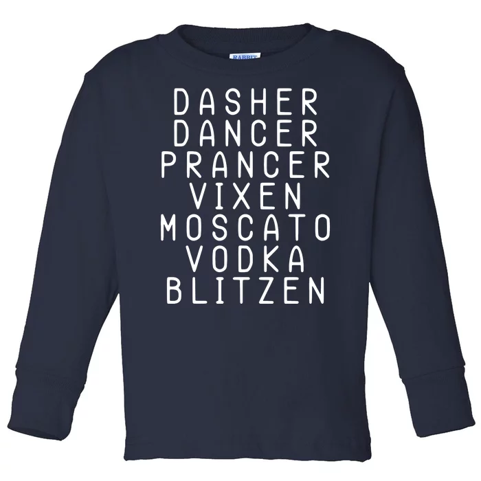 Merry Christmas Dasher Dancer Funny Holiday Toddler Long Sleeve Shirt