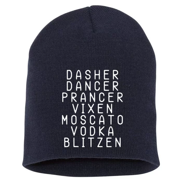 Merry Christmas Dasher Dancer Funny Holiday Short Acrylic Beanie