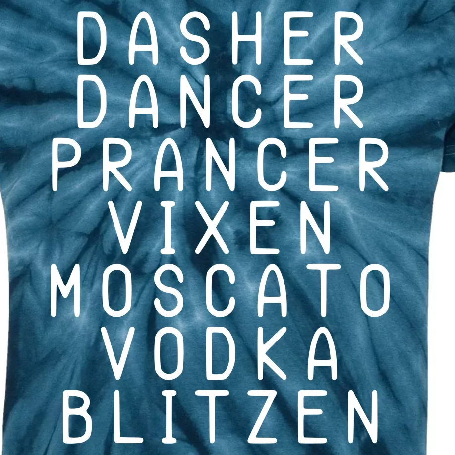 Merry Christmas Dasher Dancer Funny Holiday Kids Tie-Dye T-Shirt