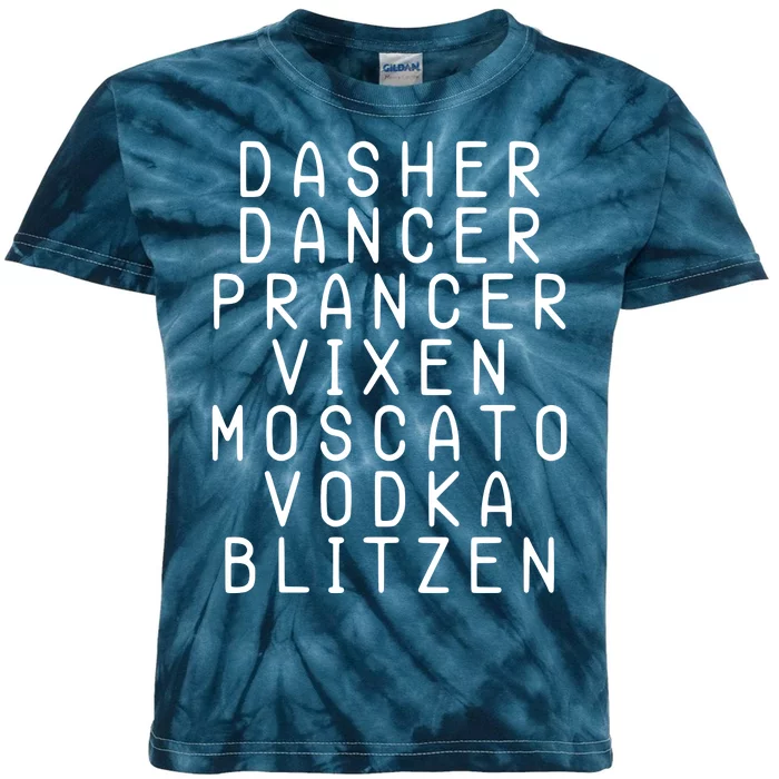 Merry Christmas Dasher Dancer Funny Holiday Kids Tie-Dye T-Shirt