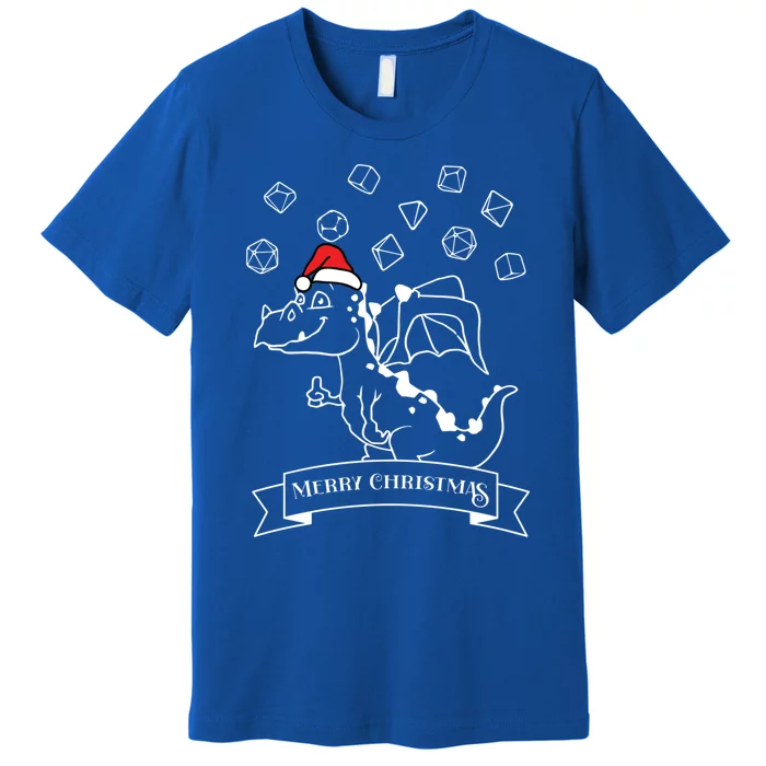 Merry Christmas Dragon Dice D20 Rpg Gamer Dungeon Rpg Gamer Meaningful Gift Premium T-Shirt