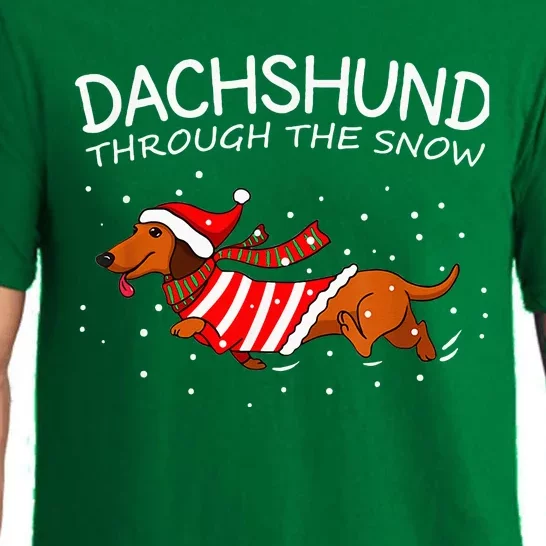 Merry Christmas Dachshund Dog Through The Snow Pajama Set