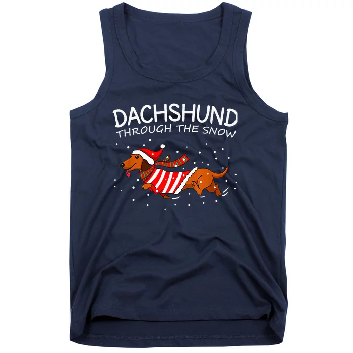 Merry Christmas Dachshund Dog Through The Snow Tank Top