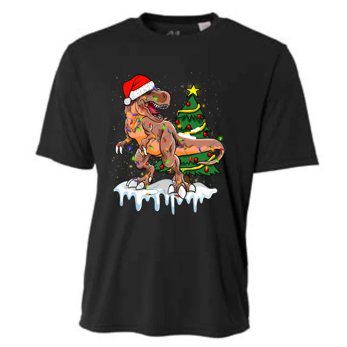 Merry Christmas Dinosaur Tree Rex Gift Cooling Performance Crew T-Shirt