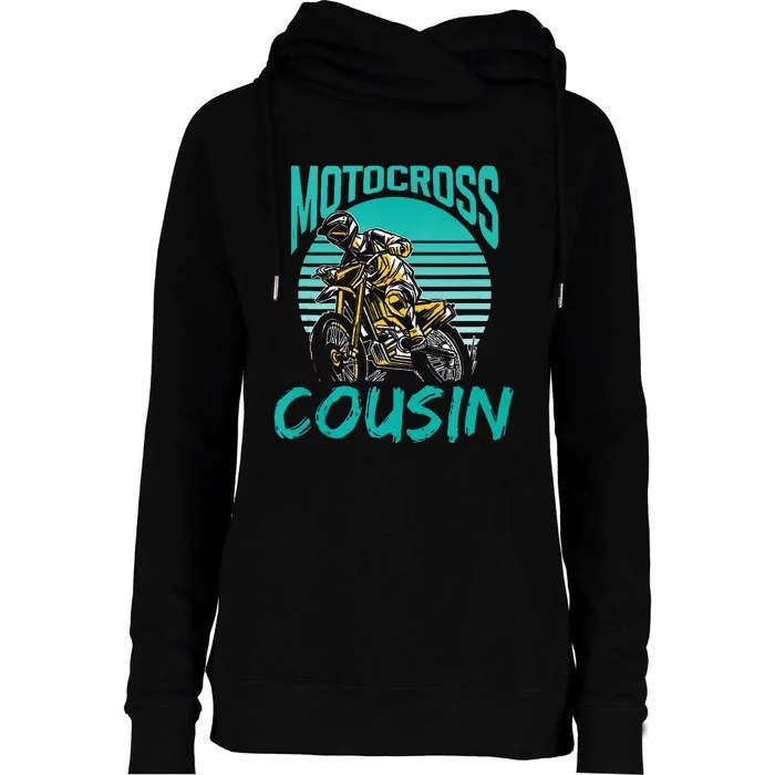 Motocross Cousin Dirt Bike Biker Rider Riding Womens Funnel Neck Pullover Hood