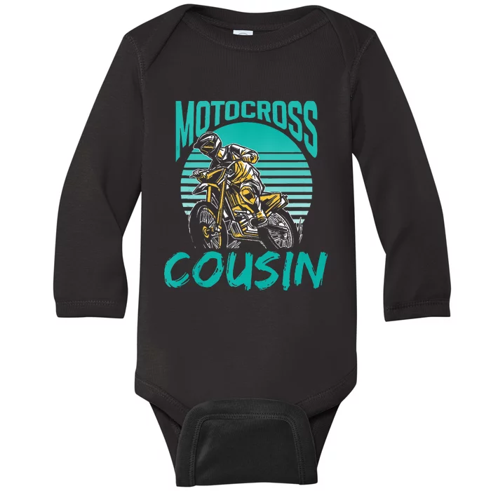 Motocross Cousin Dirt Bike Biker Rider Riding Baby Long Sleeve Bodysuit