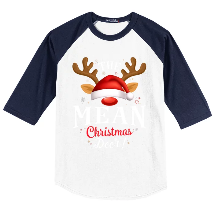 Mean Christmas Deer Pjs Xmas Family Matching Funny Gift Baseball Sleeve Shirt