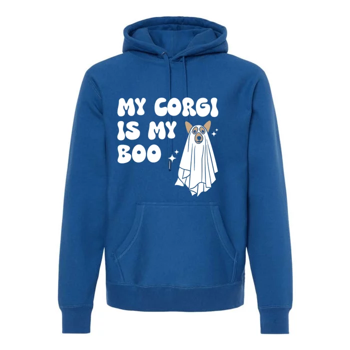 My Corgi Dog Is My Boo Spooky Season Ghost Halloween Groovy Gift Premium Hoodie