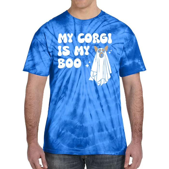 My Corgi Dog Is My Boo Spooky Season Ghost Halloween Groovy Gift Tie-Dye T-Shirt