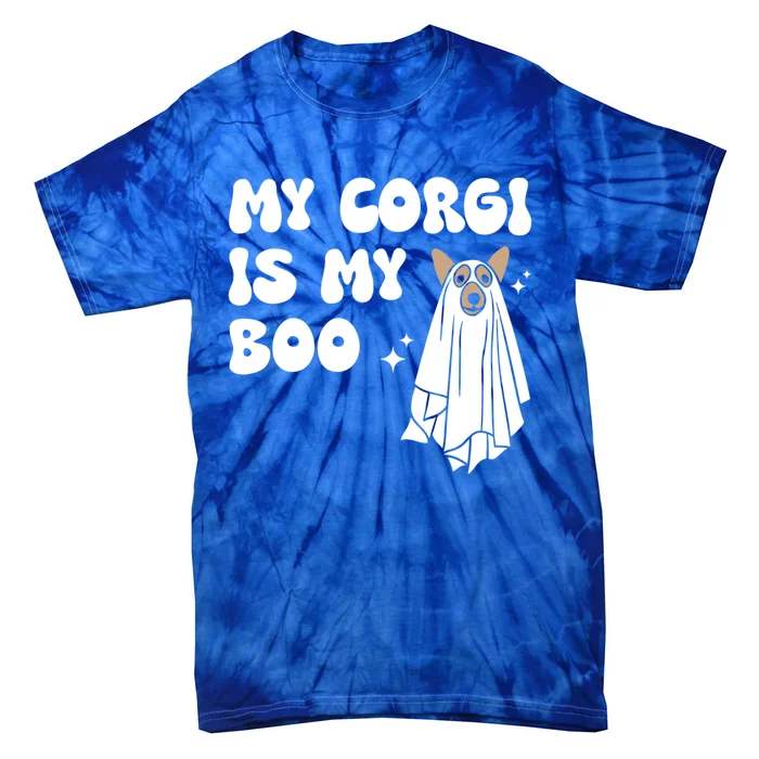 My Corgi Dog Is My Boo Spooky Season Ghost Halloween Groovy Gift Tie-Dye T-Shirt