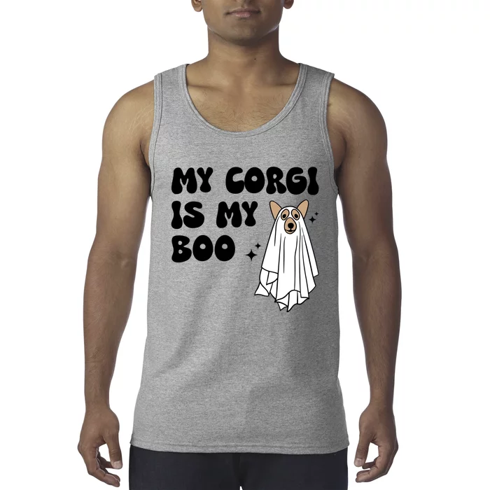 My Corgi Dog Is My Boo Spooky Season Ghost Halloween Groovy Meaningful Gift Tank Top