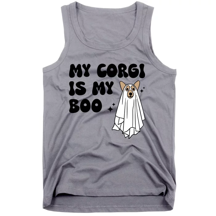 My Corgi Dog Is My Boo Spooky Season Ghost Halloween Groovy Meaningful Gift Tank Top