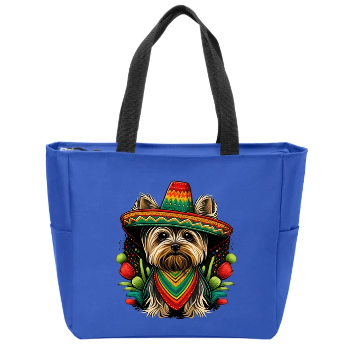 Mexico Cinco De Mayo Sombrero Mexican Yorkshire Terrier Zip Tote Bag